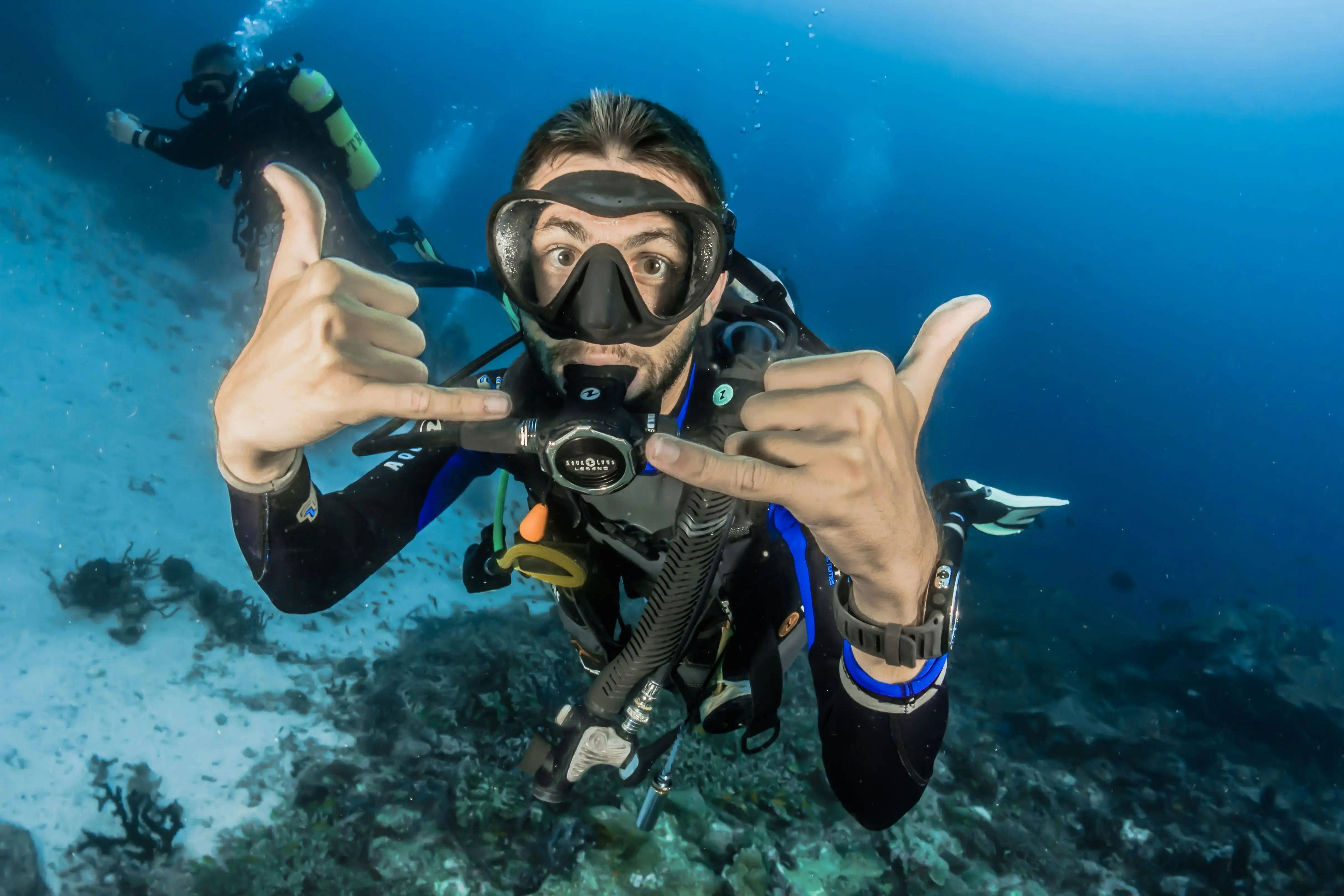 Underwater scene with diver